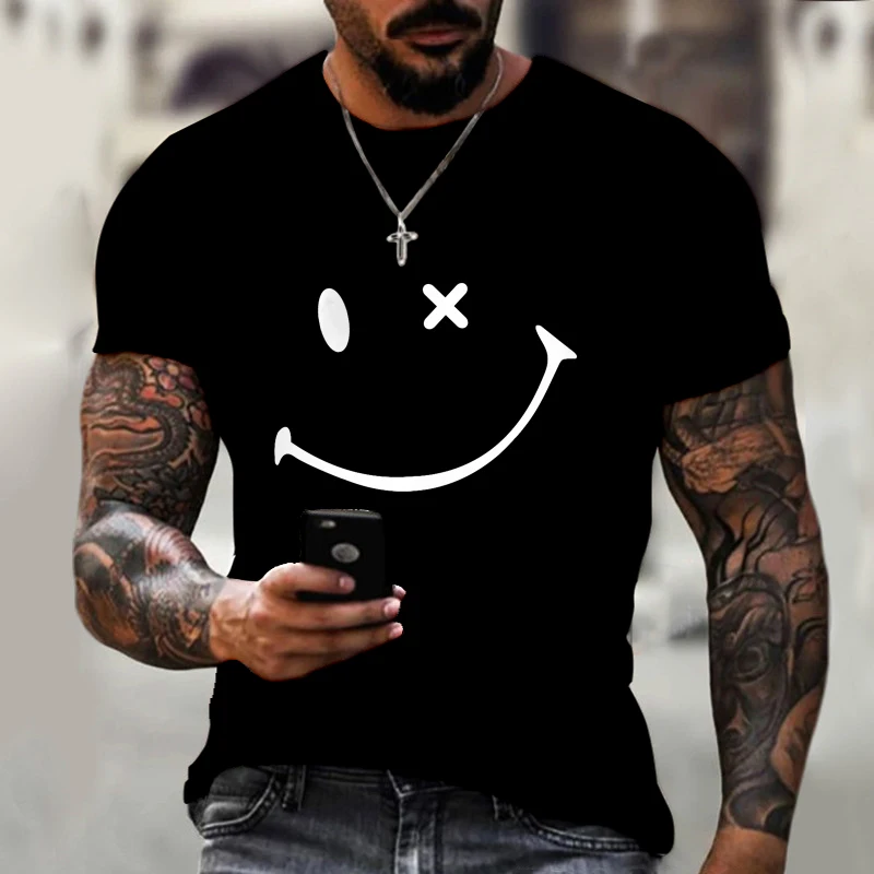 

2021 Design Simple Smiling Face Funny And Humorous Design Men's And Women's T-Shirt Spoof Men Clothing Tops Tees Size XXS-6XL