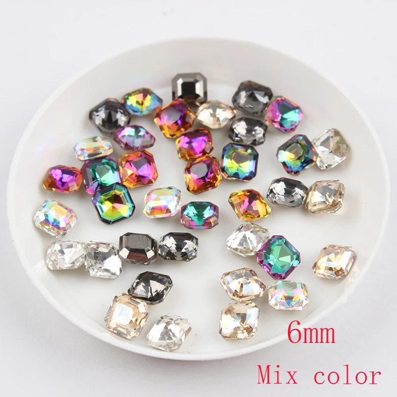 6x6mm Square octagonal Nail Rhinestone Flatback Crystal Stones DIY Decorations Manicure Diamond For whole sale | Дом и сад