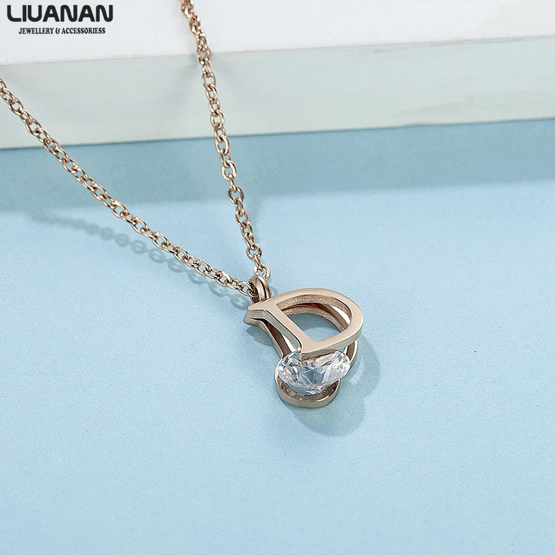 

Chic Geometric Chain Letter Necklace for Woman Necklace Rose Gold Pendant Necklace Stainless Steel Jewelry Gift for Girl Women