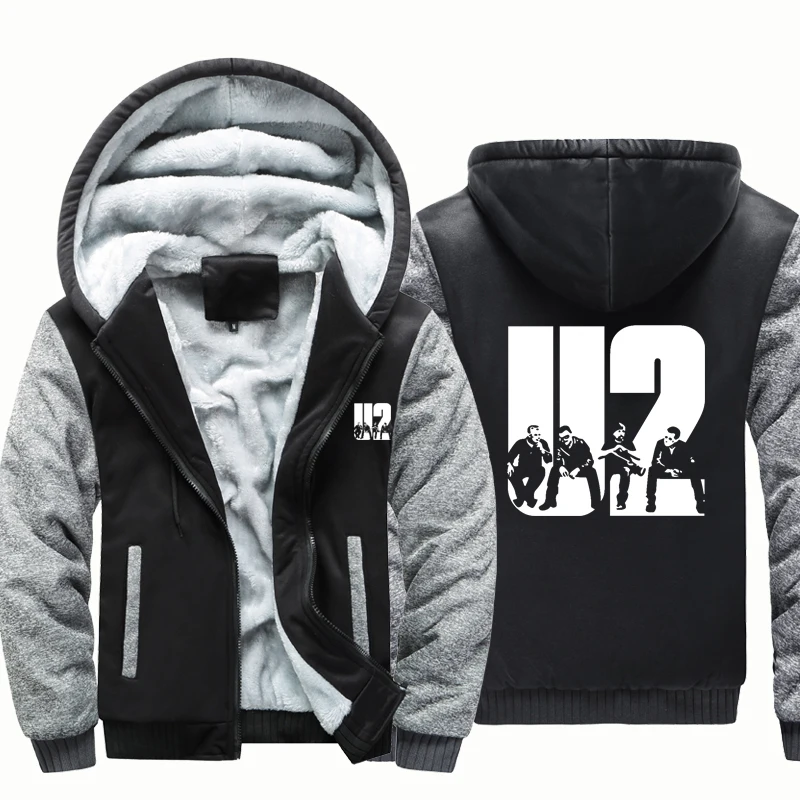 

U2 rock band thick hoodies men winter coat jacket loose hip hop streetwear hoody men vintage Punk hoodie Harajuku men clothing