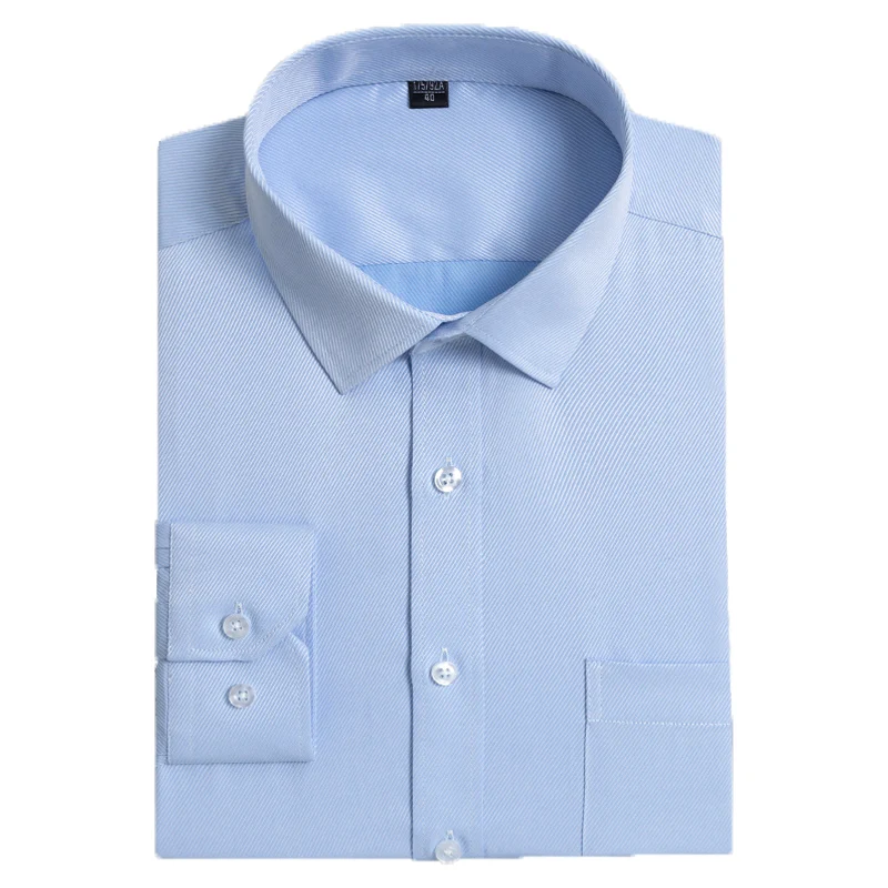 

Plus Size 8xl Social Twill Men Dress Shirts Long Sleeve Square Collar Comfortable Solid Business Slim Fit Formal Male Tops