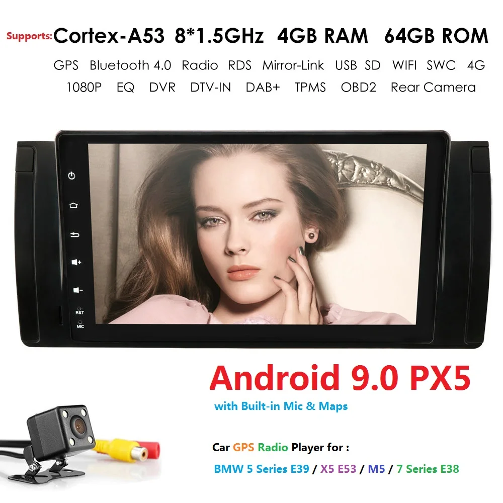 2G + 16G/4G 64G DSP Android9.0 автомобильный Радио мультимедийный плеер gps Навигация BT 4G WiFi 1din