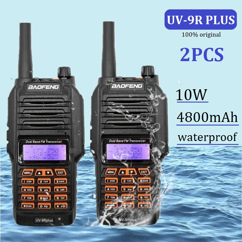 2PCS Waterproof Walkie Talkie 10W BAOFENG UV-9R PLUS Two Way Radio Station VHF UHF uv9r Portable CB Ham Radio Transceiver