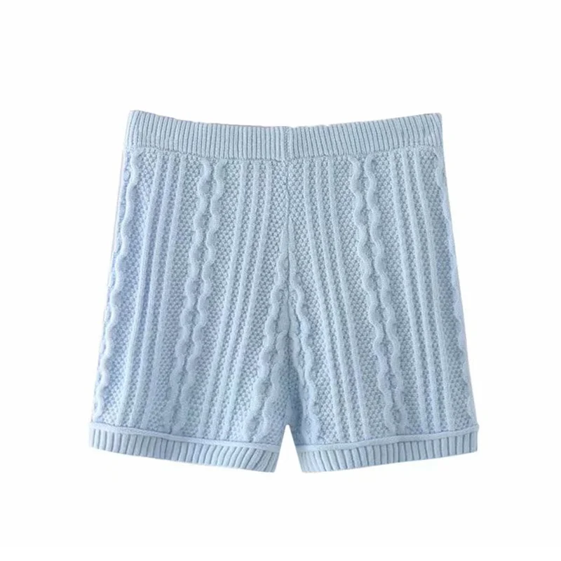 

Fashion Sexy blue knitted women shorts 2021 Summer slim lady shorts Streetwear elastic waist female shorts Mujer Bottoms