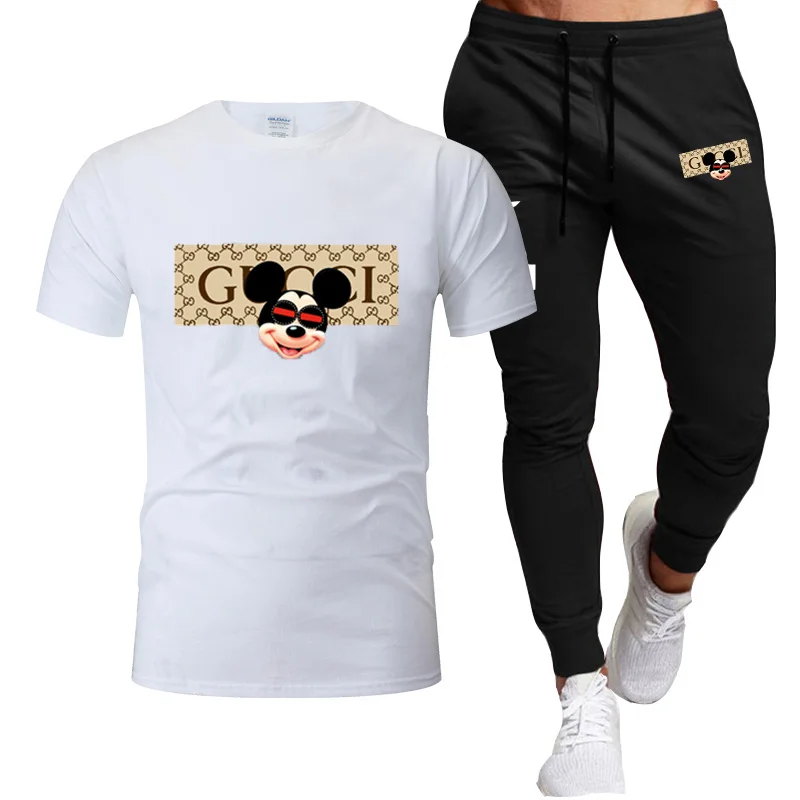 

Men's Casual Sportswear 2-Piece T-shirt + Pants Men's Casual Fitness Sportswear Short Sleeve Men's Sportswear