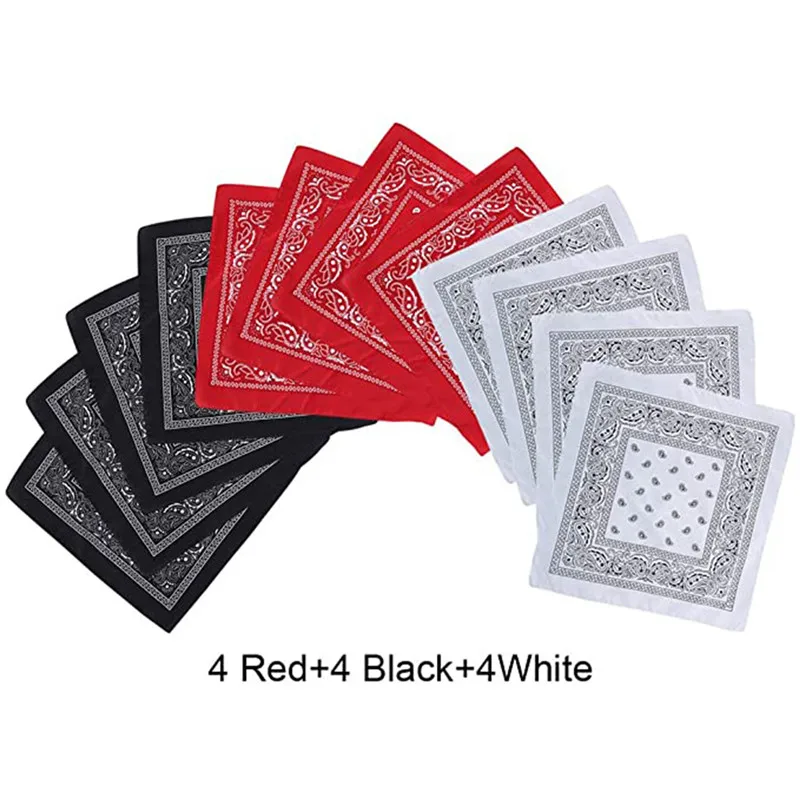 

12Pc Bandanna Square Scarves Multi-Functional Headband Face cover Jacquard Print Cotton Tie-Dyed Headscarf Paisley Scroll