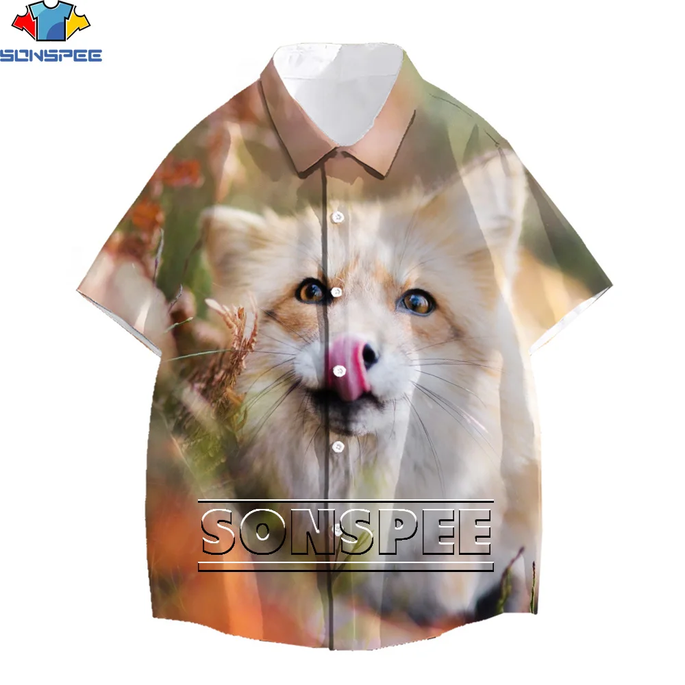 

SONSPEE 3D print pattern fox summer and autumn cute baby fashion clothes men and women T-shirt tops casual street oversized shir