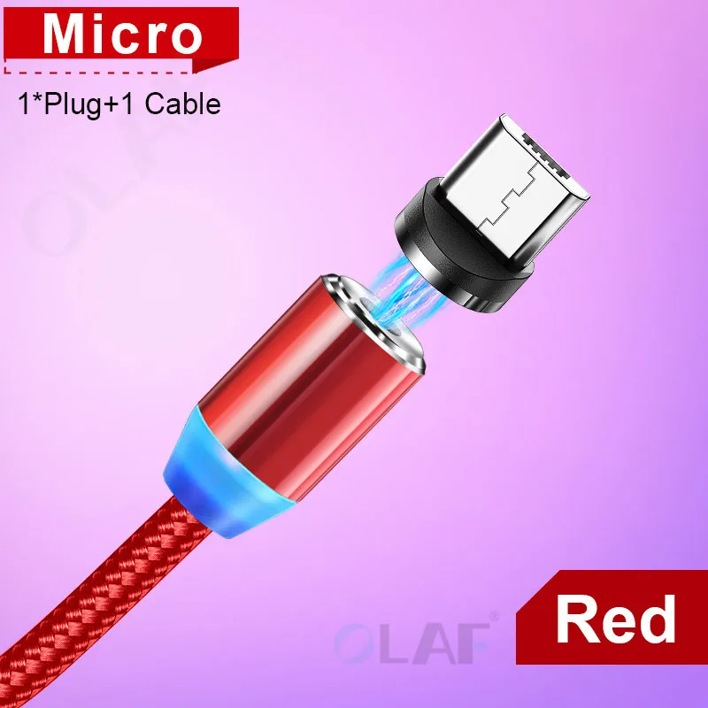 Магнитный usb-кабель Олаф для быстрой зарядки, кабель Micro USB type C, Магнитный зарядный кабель для мобильного телефона, usb шнур для iPhone X 7 samsung - Цвет: Red For Micro