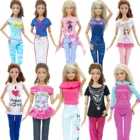 Оптовая продажа 100 набор случайный выбор ручной работы женская повседневная одежда блузка и Брюки Наряд Повседневная Одежда для куклы Барби Детские игрушки сделай сам