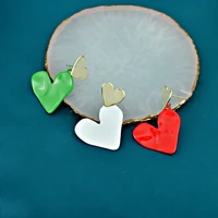 korean style sweet love gorgeous earrings lovely temperament simple bright oil heart earrings womens new 925 silver needle