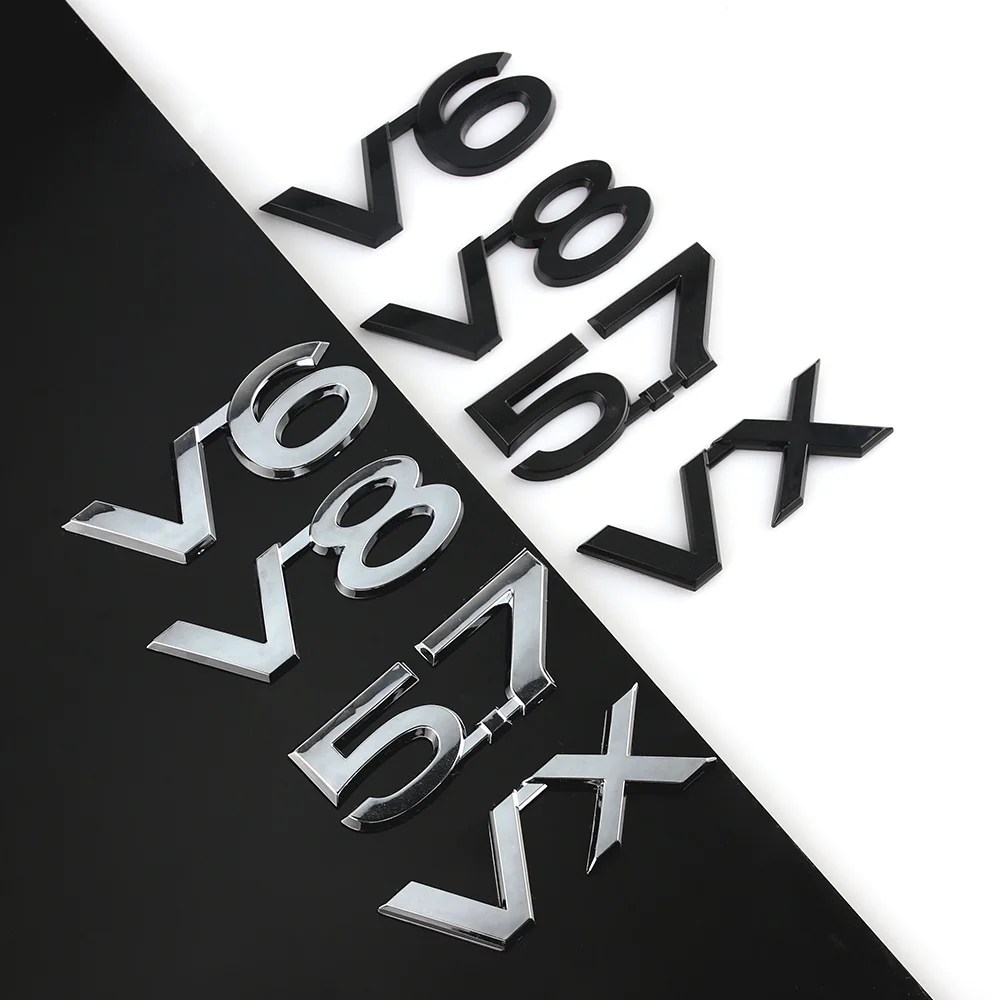 

3D ABS VX V6 V8 5.7 Badge Car Tail Rear Tunk Emblem Sticker for Toyota C-HR Prius Mirai Prado Avensis Rav4 Land Cruiser Yaris