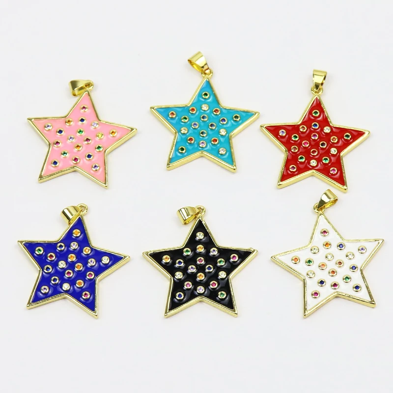 

10 шт. эмалированные подвески в виде звезд подвески, разноцветные неоновые звезды кулон ювелирные изделия, подвески, аксессуары ожерелье 51785