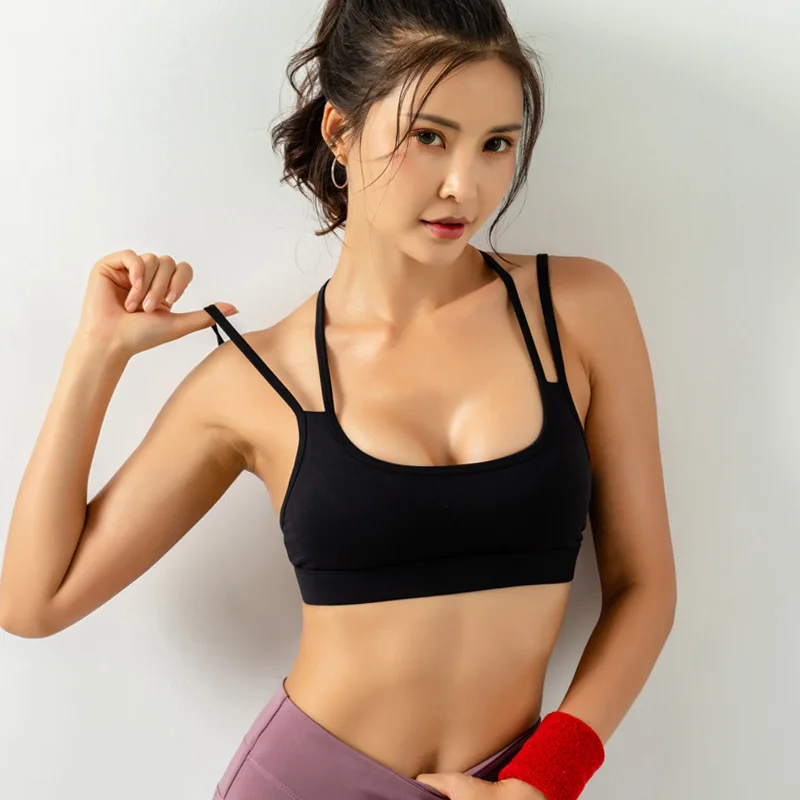 

New Arrival Woman Sports Bralette Stretchy Padded Running Shock Proof Fitness Camisole High Elastic Slim Fit Tight Push Up Bra