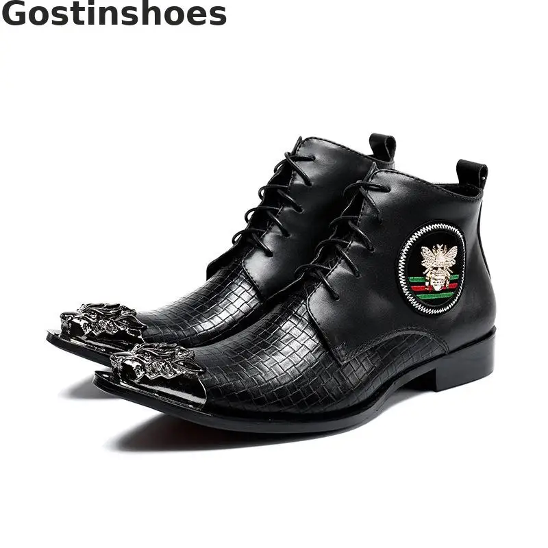 Мужские короткие сапоги натуральная кожа черный цвет ботильоны на шнуровке