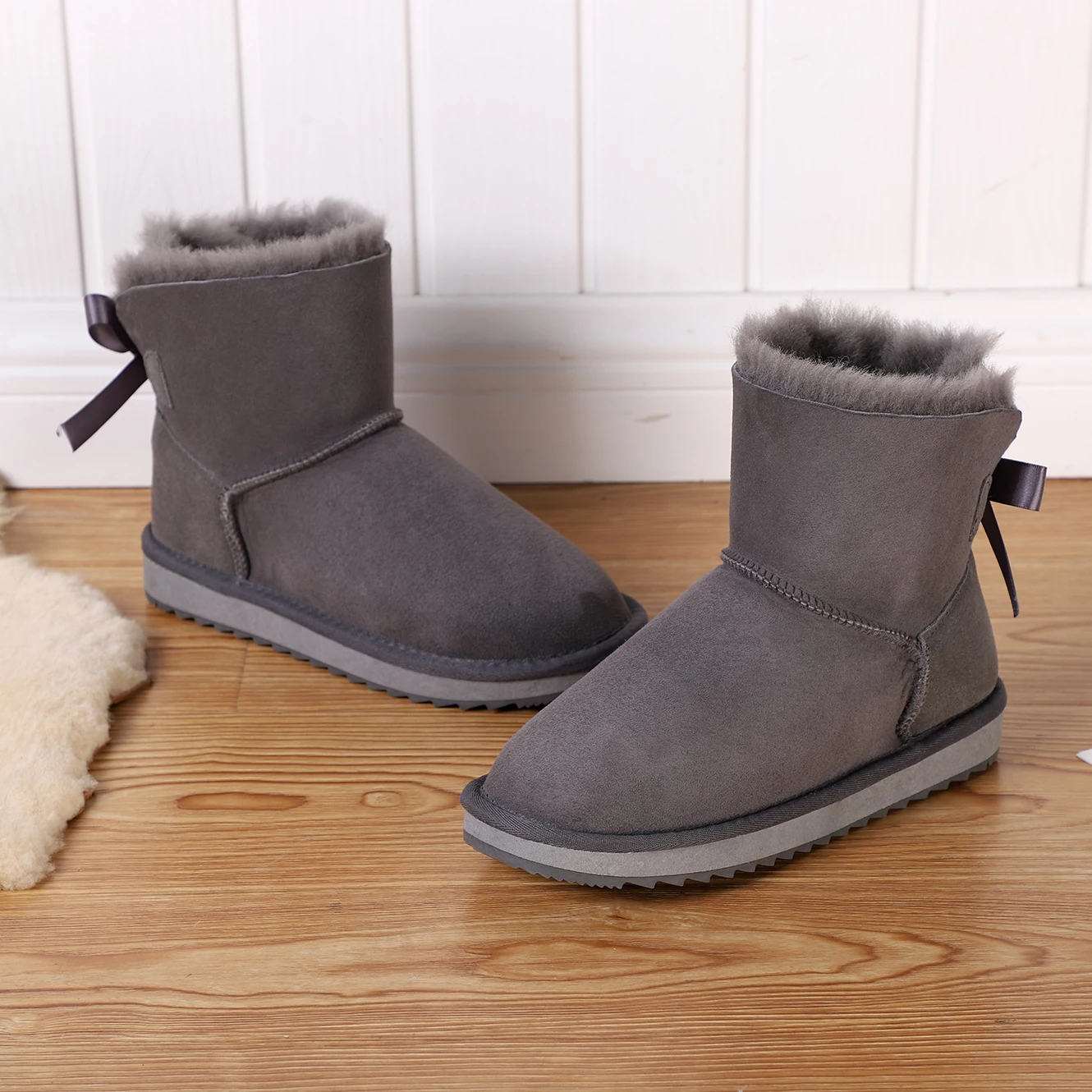 Женские замшевые ботильоны FVMX Зимние Повседневные полусапожки из овечьей кожи и