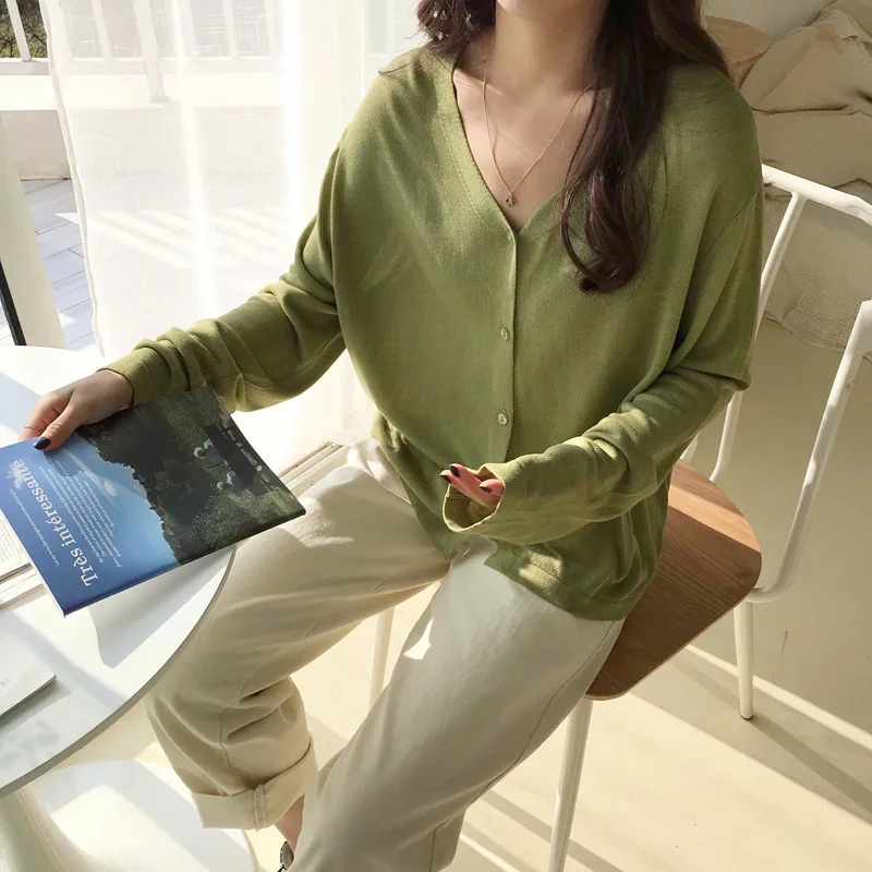 Укороченный кардиган с V-образным вырезом женские летние вязаные кардиганы