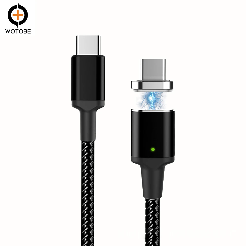 Black Braid Тип с разъемами типа C и Тип-C Магнитный тканый для быстрой зарядки и передачи данных 1,8 м USB-C кабель 20 V/5A PD E-MARK 100W для iPad/MacBook Pro/Ari ноутбук - Цвет: Black Braid