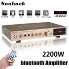 5-канальный усилитель мощности Sunbuck, 2200 Вт, bluetooth, Hi-Fi стерео динамик, усилитель, поддержка FM-радио, 2 микрофона, USB, SD-карта, вход 298BT