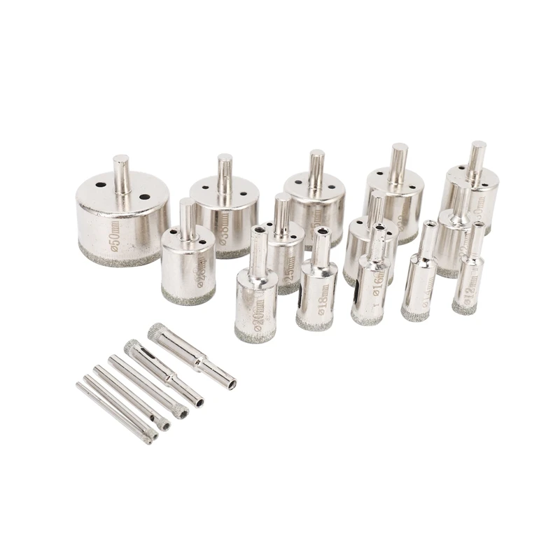 

20 Pcs 3-50mm Diamond Drill Bits Set Hole Saw Cutter Tool Glass Marble Granite