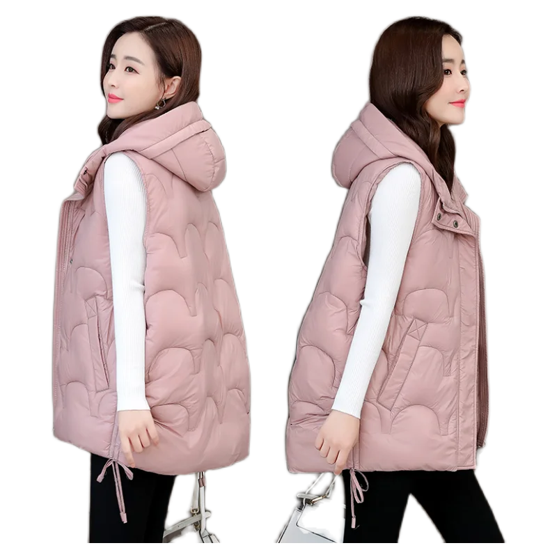 

2022 New Autumn Winter Down Cotton Vest Jackets Korean Women Clothing Loose Vest Sleeveless Waistcoat Girls Coat 5XL