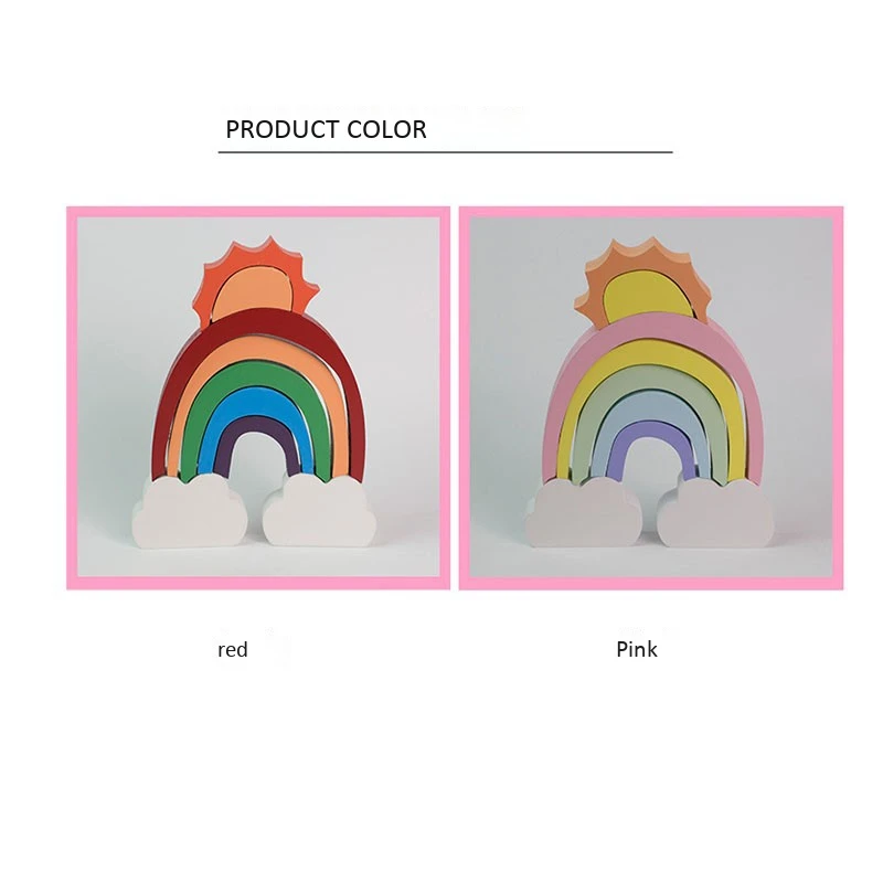 

Rainbow Clouds Sun Building Blocks Set Model Nordic Kids Room Decor
