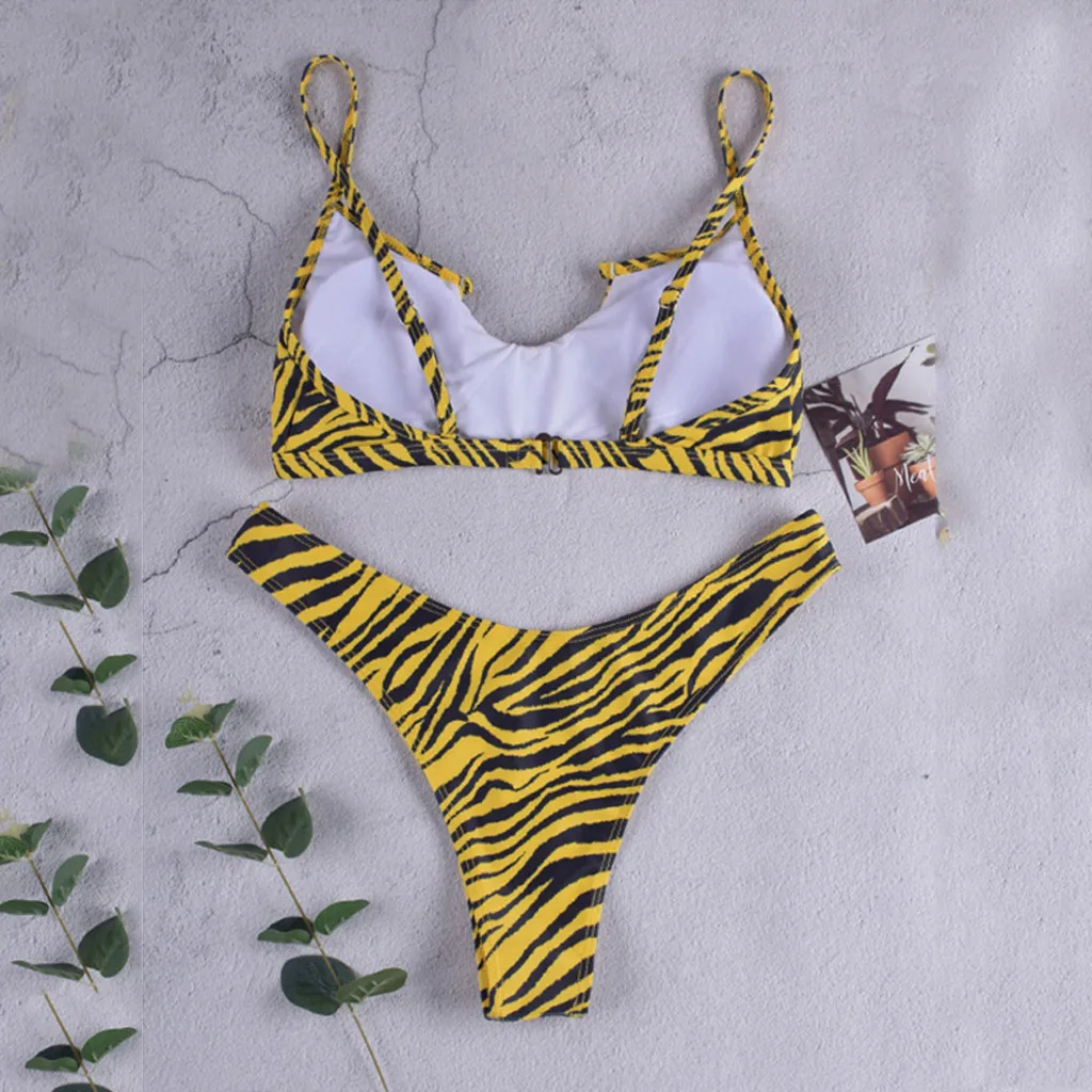 Женский купальник из двух частей с леопардовым принтом Раздельный женский