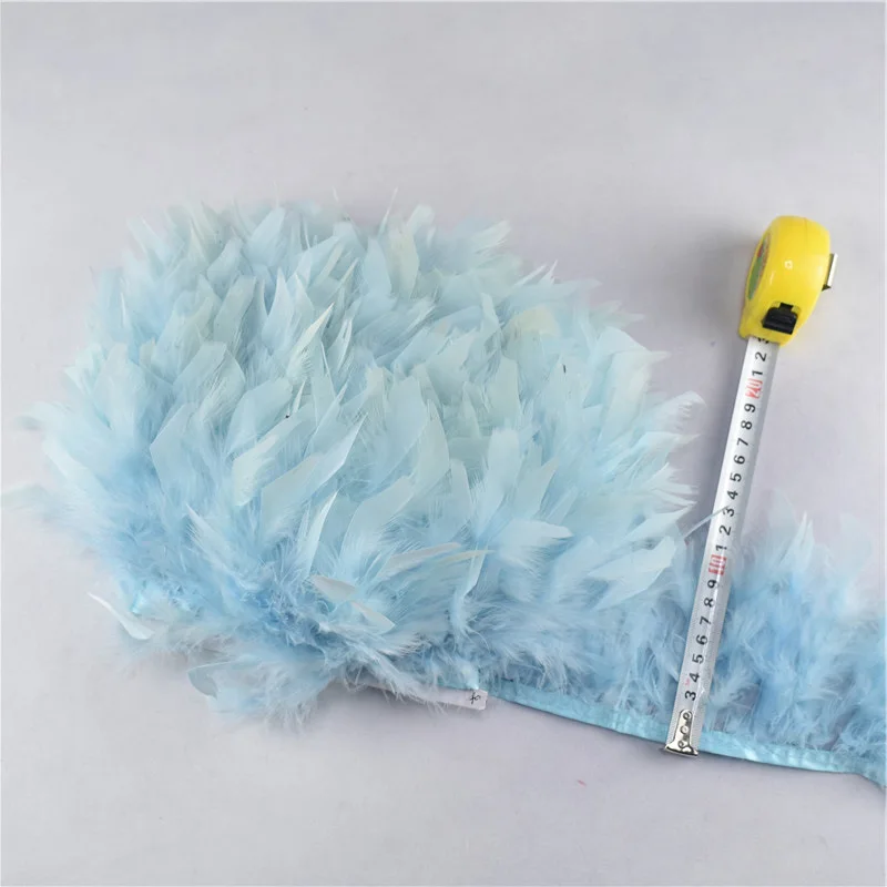Light blue 10 м/лот, индейка, перо, бахрома, отделка 4-6 дюймов, марабу, перья, отделка юбки, платье, отделка, ленты, перья для рукоделия - Цвет: Light blue