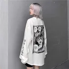 Женская футболка с принтом в готическом стиле, с принтом ужасов, свободная, в японском стиле, пуловер, топ, уличная футболка в стиле Харадзюку