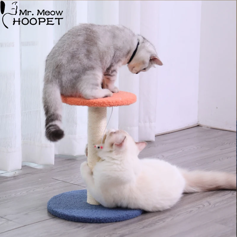 

Hoopet 30CM Sisal Wood Pet Cat Tree Cat Climbing Frame Cat Table Exercise Pet Cat Toy Play Scratcher Post With Hanging Toy