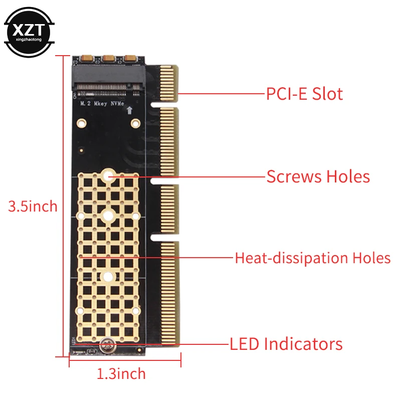 Адаптер M.2 NVMe SSD для PCIe карты M2 Key M драйвер с силиконовой охлаждающей подушкой