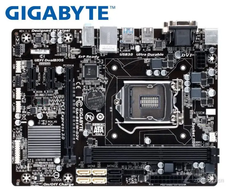 Настольная Материнская плата GIGABYTE GA-B85M-D2V B85 Socket LGA 1150 i3 i5 i7 DDR3 16G Micro-ATX UEFI биос оригинальная б/у Материнская плата ПК