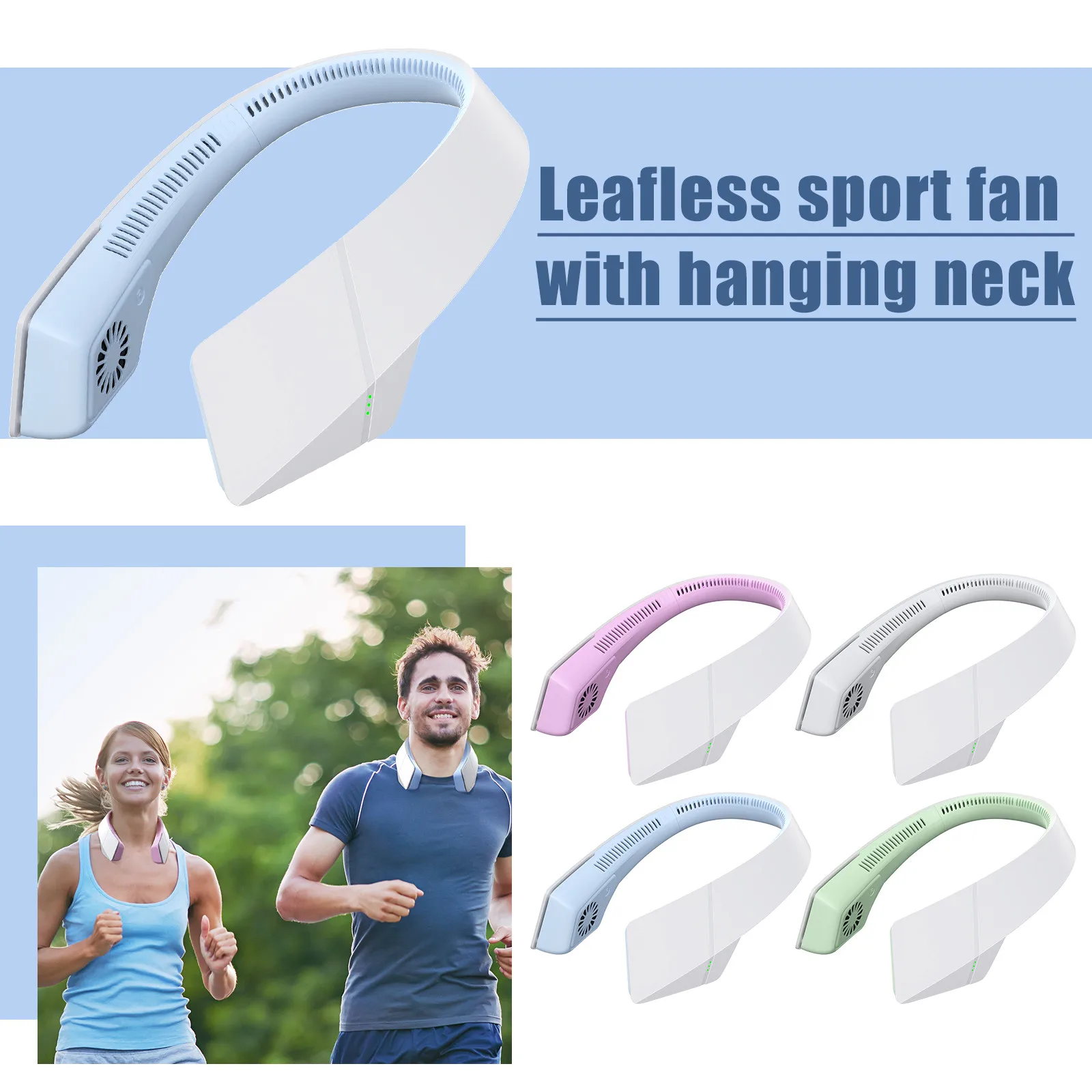 

2021 Новый портативный безлистный подвесной шейный вентилятор USB Портативная зарядка портативный студенческий подвесной шейный мини электр...