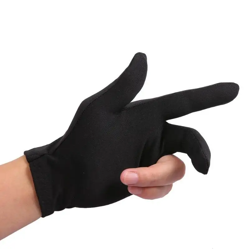 

Lycra Fabrics Embroidery Left Hand Open Three Finger Unisex Snooker Billiard Cue Glove Pool Pain Relief Fitness Accessories