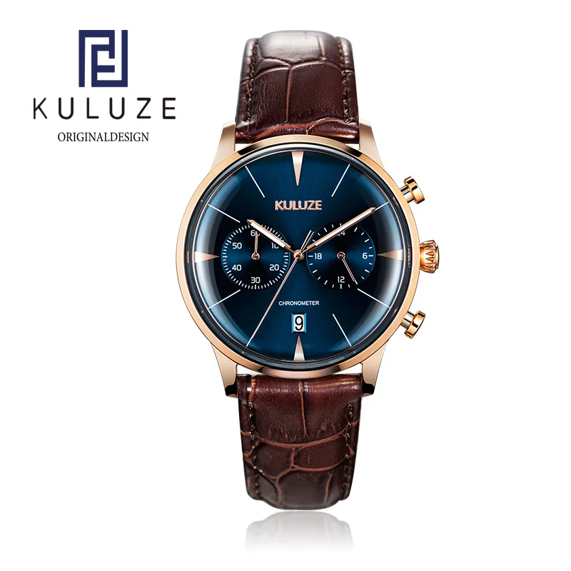 

KULUZE Men Watches Stainless Steel Fashion Sport Quartz Waterproof Chronograph Wrist Watch Auto DateChronograph Quartz Top Brand