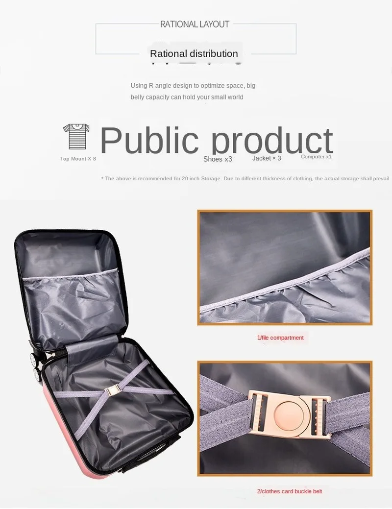 

With logo The New 20 inches stripe Universal wheel child Unisex Trolley case Scratch resistant Fashion suitcase Cabin