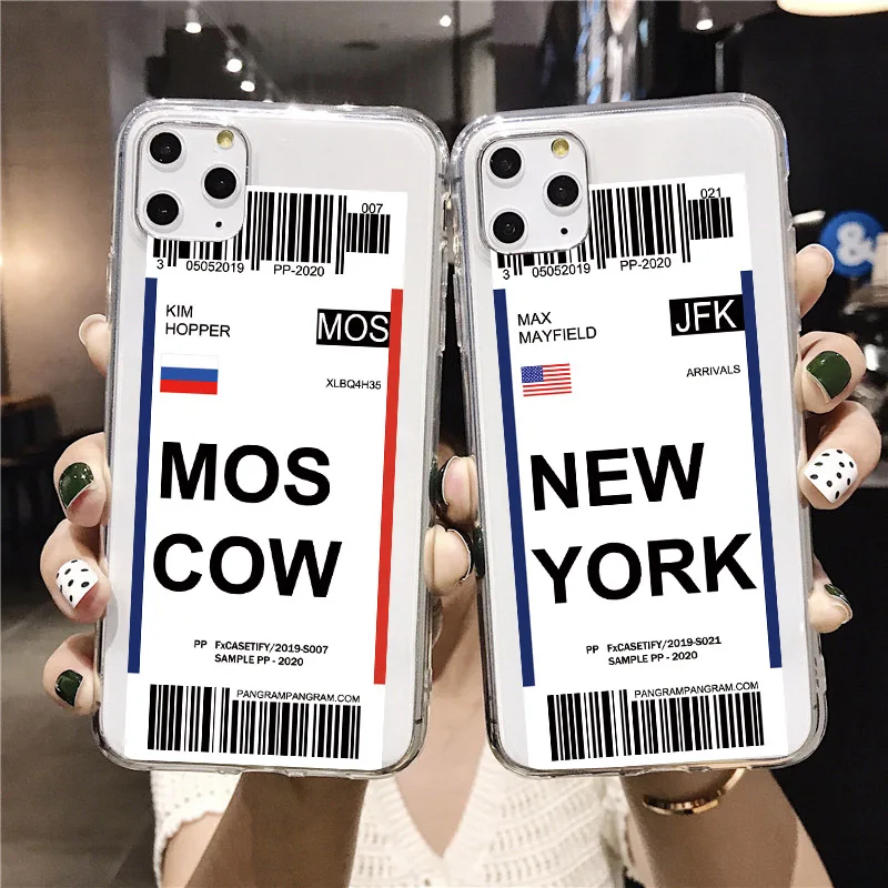 INS Light Ticket Airplane Case For iPhone 12 11 13 Pro XS MAX XR X 8 7 plus SE 2020 Clear Boarding Board Soft TPU Back Cover