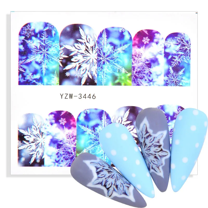 

2022 New Arrival Christmas Bells Elk Snowflake Sticker New Year Decals for Nails Art Water Transfer Sliders Watermark Decal