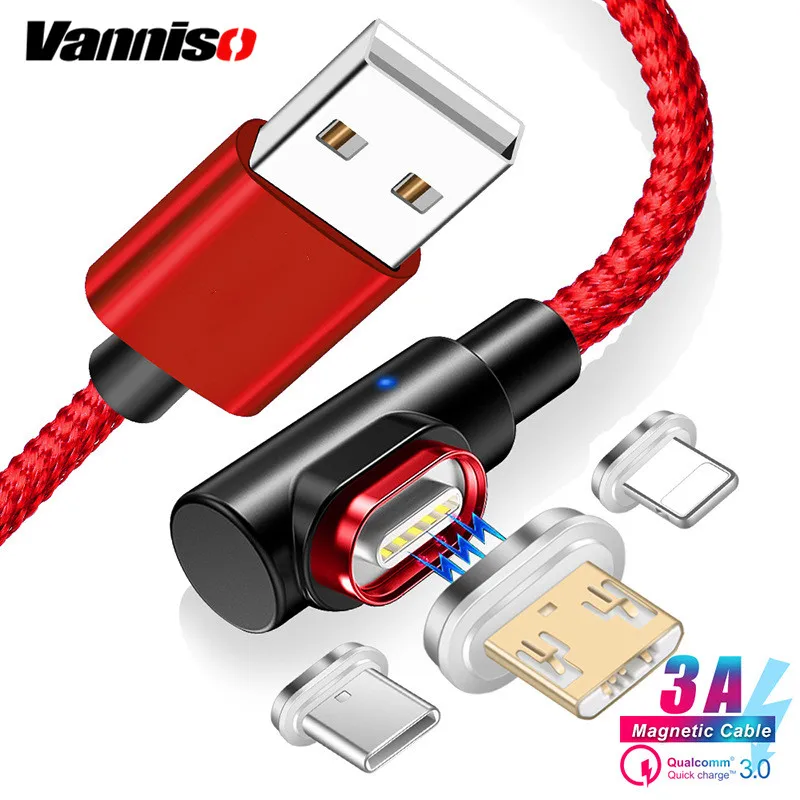 Магнитный кабель Vanniso 2 м для быстрой зарядки Micro USB Samsung S9 s8 Huawei Xiaomi mi8 mi9 Type C Шнур