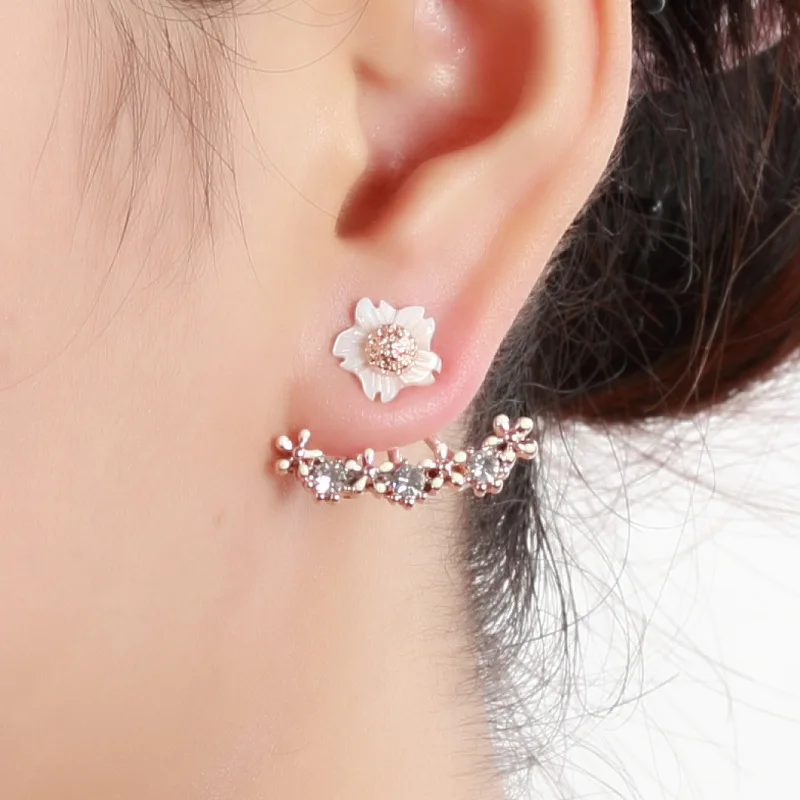 Женские серьги с цветком модные геометрические золотого/серебряного цвета в