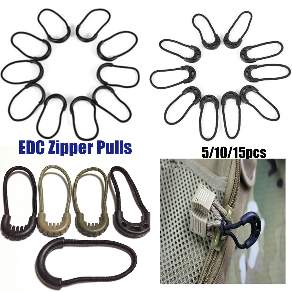 

5/10/15pcs Zipper Pull Puller End Fit Rope Tag Fixer Zip Cord Tab Replacement Clip Broken Buckle Travel Bag Suitcase Tent