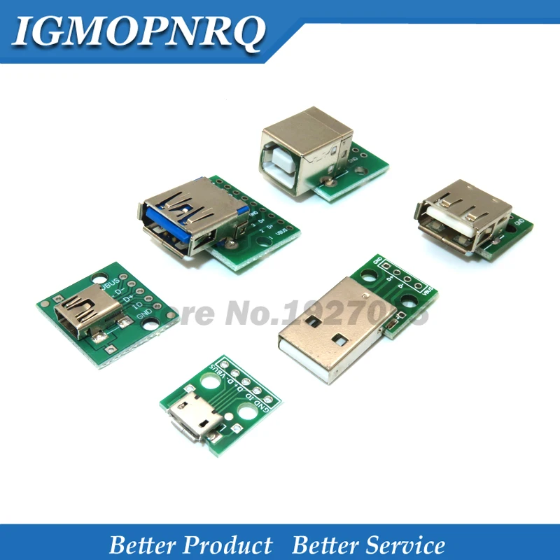 5 шт. USB A Мужской 2 0 3 Женский B разъем интерфейс до 54 мм DIP PCB конвертер адаптер