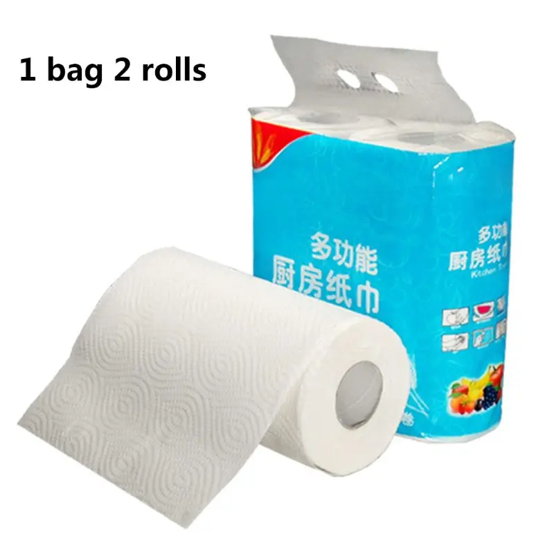 

2 Rolls Cleaning Paper Kitchen Wipes Paper Tissues Embossed Thickened Large Hand Towel