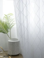 geometric design tulle winow curtains for living room japan style white sheer voile curtain for bedroom diamond lattice custom