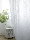 Занавески с геометрическим рисунком, тюлевые шторы для гостиной в японском стиле, прозрачная вуаль для спальни, с ромбовидной решеткой, под заказ