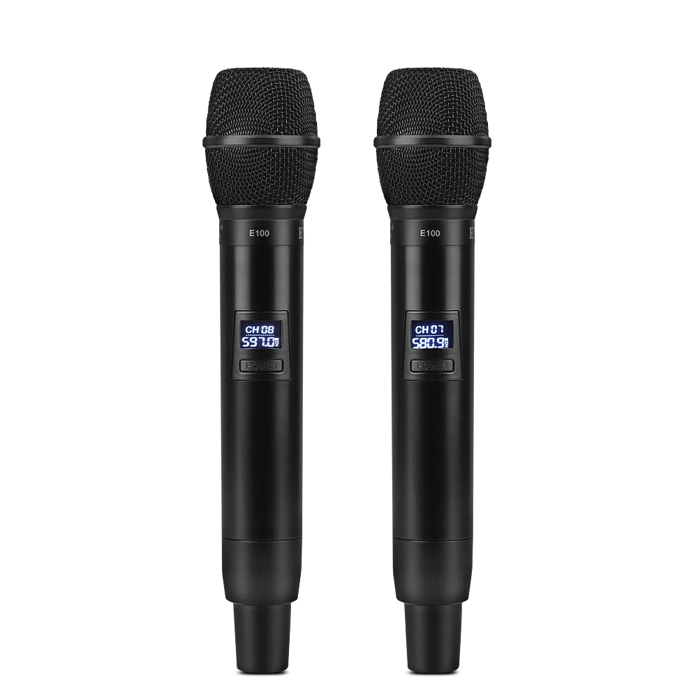 EYK E100 UHF 2 канала беспроводной микрофон Система двойной ручной микрофон микрофонный для KTV речи караоке семейные вечерние 60 м расстояние