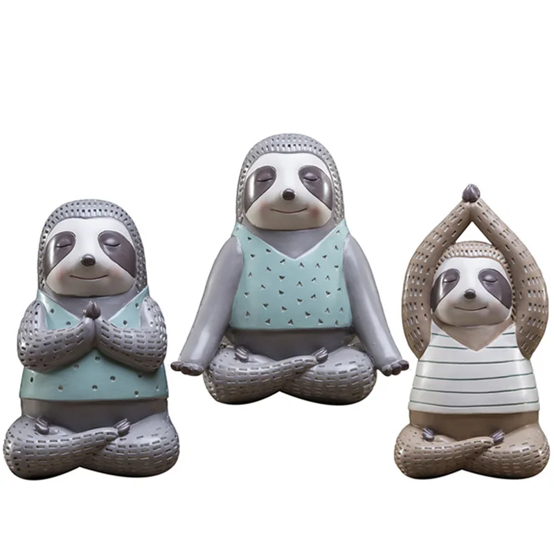 

Nordic Йога трехпалые маска ленивого статуя современного искусства фигурки ремесло мебель для дома шкафа телевизора украшения для мальчиков ...