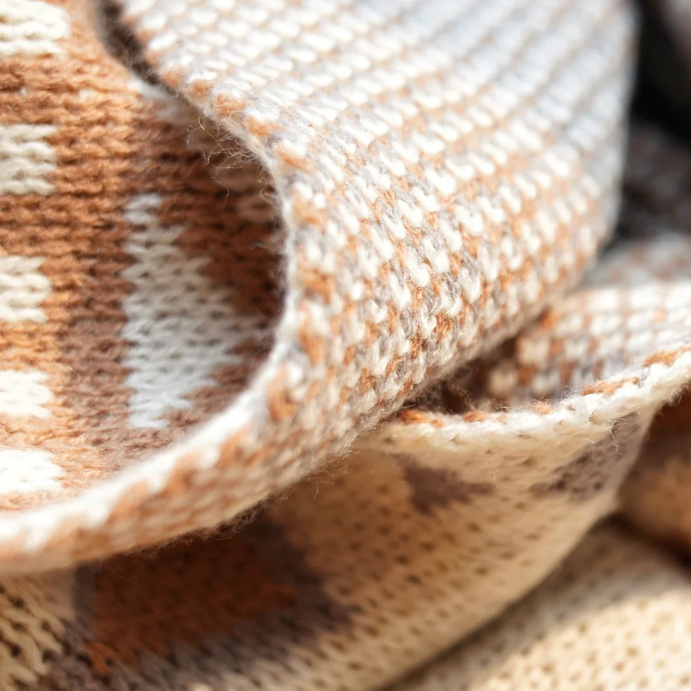 安い Adorehouseボヘミアンニット毛布幾何椅子ラウンジ毛布装飾岬毛布ソファチャンキーニットスローブランケット