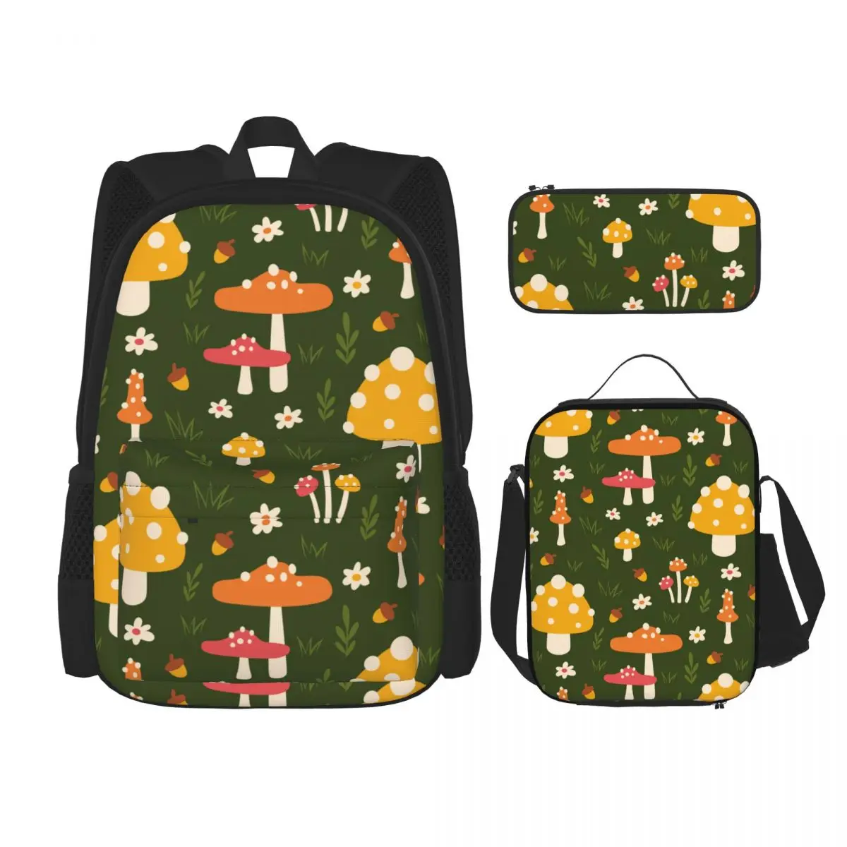 

School Bags for Teenagers Mushroom Leaves Pattern School Backpack Set Rucksack Bagpack Kids Cute Book Bags