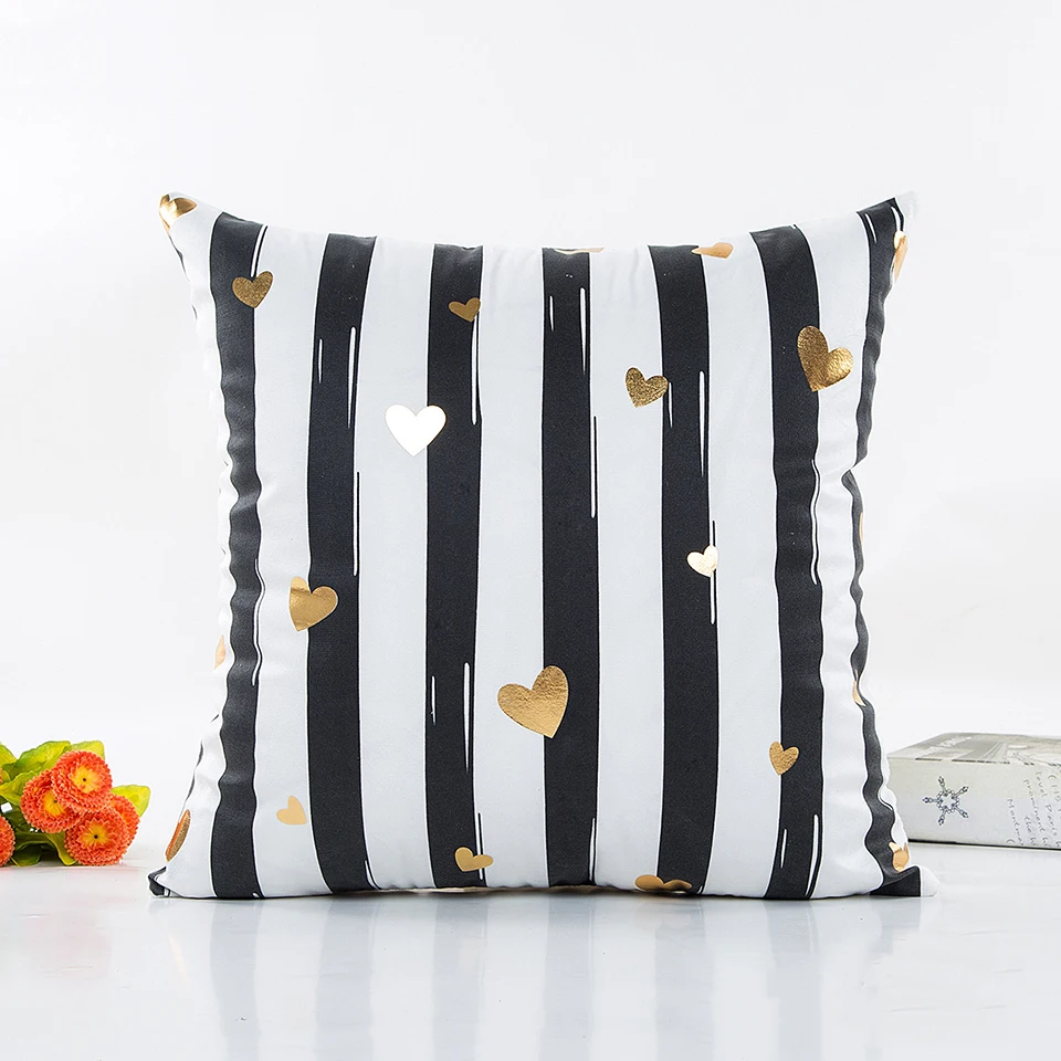 Геометрические бронзовые наволочки с принтом в полоску хлопковые подушки чехлы