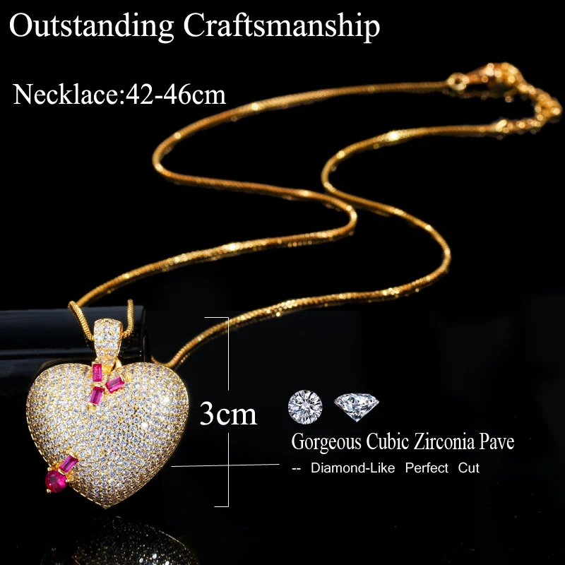 Цепочка с кулоном в форме сердца фианитом | Украшения и аксессуары